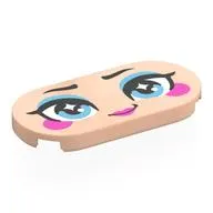 Tile Round 2 x 4 with Face, Bright Light Blue Eyes, Eyeshadow, Dark Pink Cheeks, Lips print