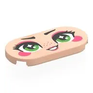 Tile Round 2 x 4 with Face, Bright Green Eyes, Coral Eyeshadow, Cheeks, Lips, Freckles print