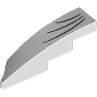 Brick Wedged, Curved 1 x 4 with Stud Notch Right with Dark Bluish Grey Whiskers print