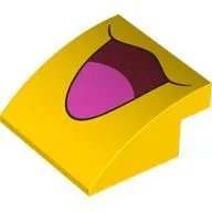 Brick Curved 4 x 4 x 1 2 / 3 with Open Dark Red Mouth, Bright Pink Tongue print