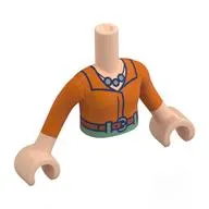 Minidoll Torso Girl with Light Nougat Arms and Hands with Reddish orange Blouse, Sand Blue Necklace, Nougat Belt, Olive Green Pants print