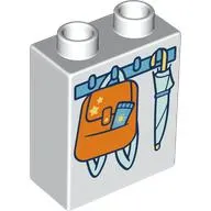 Duplo Brick 1 x 2 x 2 with Bottom Tube, Hooks with Bag and Unbrella Print