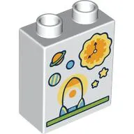 Duplo Brick 1 x 2 x 2 with Bottom Tube, Rocket Ship, Sun, Planets Print