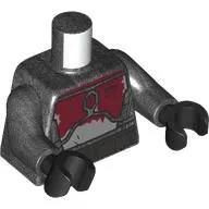 Torso, Dark Red/Light Bluish Grey Mandalorian Armor, Scratched print, Pearl Titanium Arms, Black Hands
