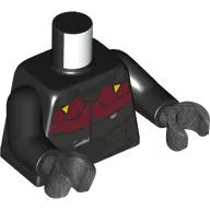 Torso, Mandalorian Armor, Dark Red Panel with Yellow Triangles print, Black Arms, Pearl Titanium Hands