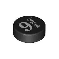 Tile Round 1 x 1 with White '9 3/4' print