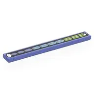 Tile 1 x 8 with Blue Violet, Medium Blue, Lime Shapes, White Arrow on Black Background print