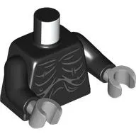 Torso, Dark Bluish Grey Creases, Spine on Back print, Black Arms, Light Bluish Gray Hands
