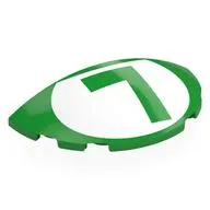Brick Round 3 x 6 Half Circle with Bright Green 'L' in White Circle print
