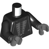 Torso, Robe, Dark Bluish Grey Panel, Silver Decorations print, Black Arms, Dark Bluish Gray Hands