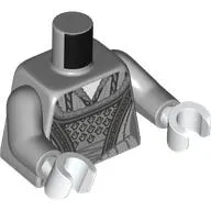 Torso, Dress, Silver/Black Decorations print, Light Bluish Gray Arms, White Hands