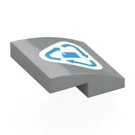 Brick Curved 2 x 2 x 2/3 with Medium Azure Paper Recycling Symbol on White Background print