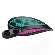 Plant, Leaf/Petal 4 x 6 x 1 1 / 3 with Magenta Shapes, Dark Turquoise Stripes, Black Circles print