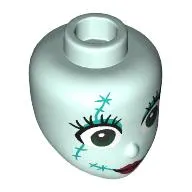 Minidoll Head, Green Eyes, Dark Turquoise Eyeshadow, Stitches, Dark Red Lips