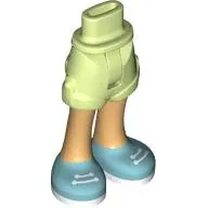 Minidoll Hips and Shorts with Warm Tan Legs, Medium Blue Shoes, White Laces, Soles print