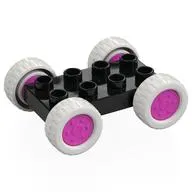 Duplo Car Base 2 x 4 with Fixed Axles - 27.5 White Tires & Coral Wheels