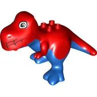 Duplo Dinosaur Tyrannosaurus Rex with White Eyes, Black Webbing, Blue Underside print