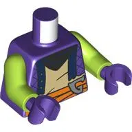 Torso, Torn Vest, Dark Blue Trim, Tan Shirt, Orange Sash, Silver 'G' print, Lime Arms, Dark Purple Hands