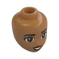 Minidoll Head, Dark Brown Eyebrows, Reddish Brown Eyes, Lips, Open Mouth Smile