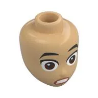 Minidoll Head, Black Eyebrows, Reddish Brown Eyes,, Nougat Lips, Scared