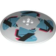 Dish 10 x 10 Inverted with Black/Coral/Medium Azure Repeating Shapes print