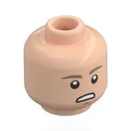 Minifig Head Luke Skywalker, Dark Tan Eyebrows, Worried / Closed Eyes