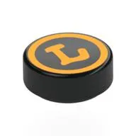 Tile Round 1 x 1 with Bright Light Orange Circle, 'L' print