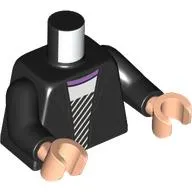 Torso, Jacket, White/Black Striped Shirt, Lavender Collar print, Black Arms, Light Nougat Hands