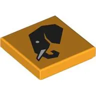 Tile 2 x 2 with Black Elephant Head print