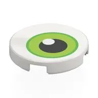 Tile Round 2 x 2 with Eye, Bright Green/Lime Iris, Black/White Pupil print