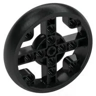 Wheel with 4 Spokes with 2 Holes, 4 Inserts and Black Integral Tire