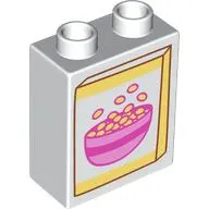 Duplo Brick 1 x 2 x 2 with Bottom Tube with Box of Cereal Print