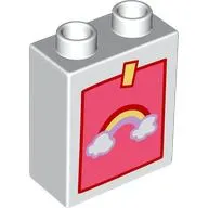 Duplo Brick 1 x 2 x 2 with Bottom Tube with Childs Drawing of a Rainbow Print