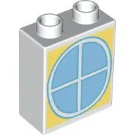Duplo Brick 1 x 2 x 2 with Bottom Tube with Window Print