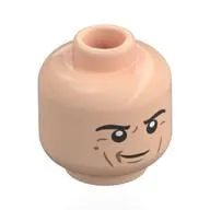 Minifig Head Alan Grant, Black Eyebrows, Nougat Lines, Lopsided Smile