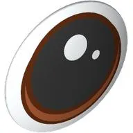 Shield Round Bowed [Plain] with Eyes, Black Pupil with White Dots, Reddish Brown/Dark Orange Iris print