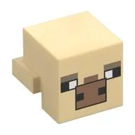 Minifig Head Special, Cube with Rear Ledge with Pixelated Black/Dark Tan Eyes, Medium Nougat Nose print (Cow)