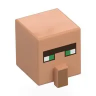 Minifig Head Special, Cube with Nose and Villager Face with Green Eyes Print