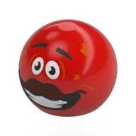 Technic Ball Joint, Face, Black Eyebrows, White Eyes, Reddish Brown Moustache, Smile print