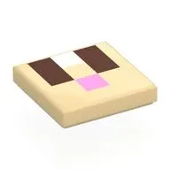 Tile 2 x 2 with Pixelated Face, Reddish Brown Eyes, Bright Pink Nose print