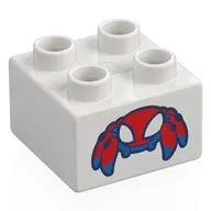 Duplo Brick 2 x 2 with Red/Blue Spider-Bot print