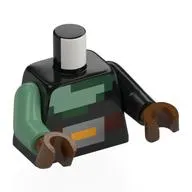 Torso, Odd Arms, Left Black Arm, Right Sand Green Arm, Reddish Brown Hands with print