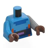 Torso, Odd Arms, Left Light Bluish Grey Arm, Right Dark Azure Arm, Medium Brown Hands with print