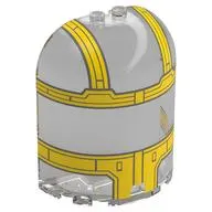 Cylinder Half 3 x 6 x 6 Closed on Top with 2 Studs with Yellow Cockpit print