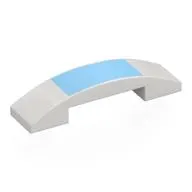 Brick Curved 4 x 1 Double with No Studs with Bright Blue Rectangle print