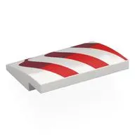 Brick Curved 4 x 3 x 2/3 No Studs with Red/Dark Red Wavy Flag Stripes print