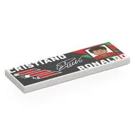Tile 2 x 6 with Black Background, Red/Green Shapes, 'CRISTIANO RONALDO', Portrait print