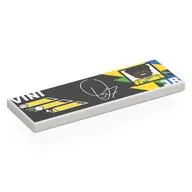 Tile 2 x 6 with Black Background, Yellow/Green Shapes, 'VINI JR', Portrait print