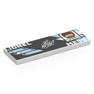 Tile 2 x 6 with Black Background, Bright Light Blue Shapes, 'LIONEL MESSI', Portrait print