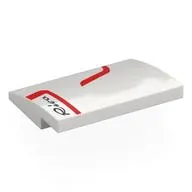 Brick Curved 4 x 3 x 2/3 No Studs with Red Lines, Black 'Riva' print